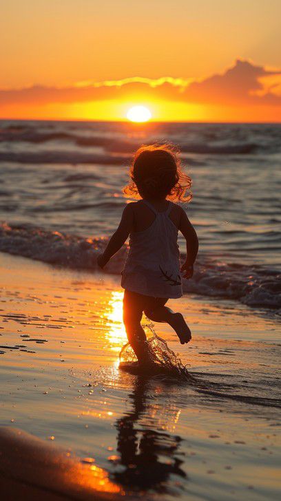 Séance photo sur la plage au coucher du soleil